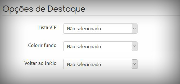 escolher os destaques que pretende aplicar ao anúncio que está atualizando